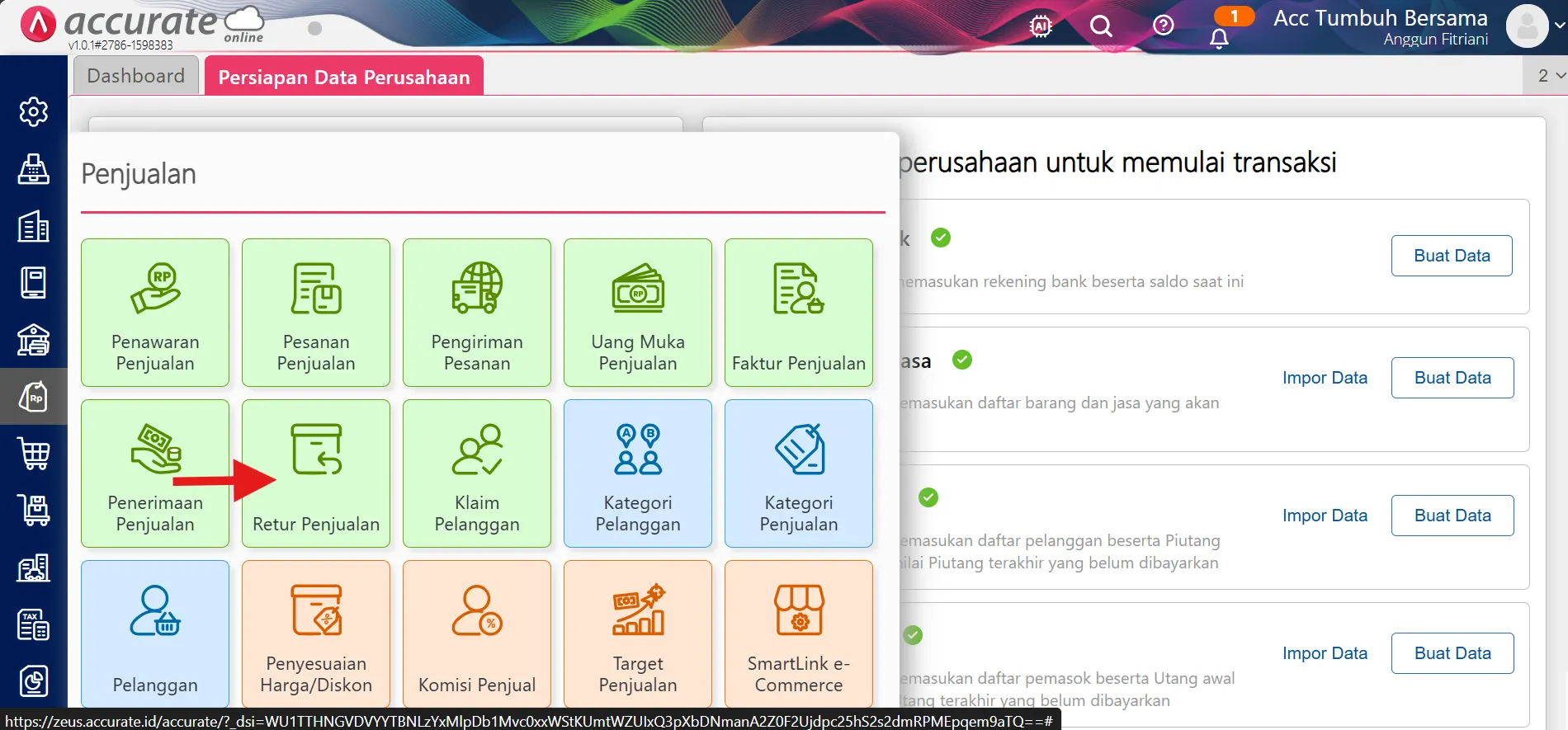 Cara Retur Penjualan Untuk Memotong Nilai Faktur Lain Yang Belum Lunas